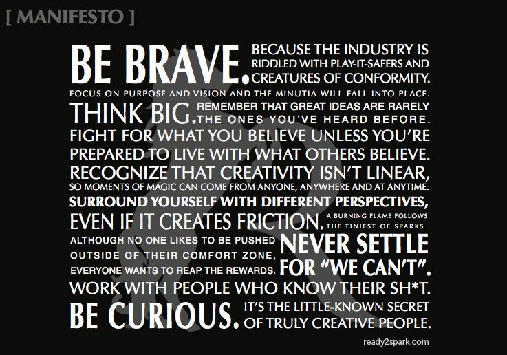 brand manifesto, ready 2 spark