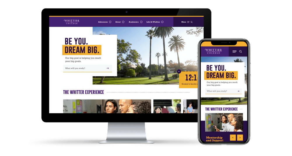 Whittier College Website Design Example