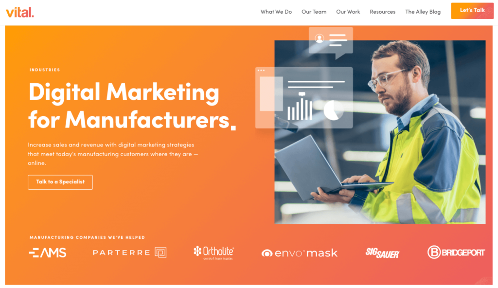 Vital's Homepage About Marketing for Manufacturing Companies
